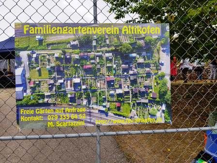 Plakat mit Parzellenplan vom Familiengartenverein Altikofen